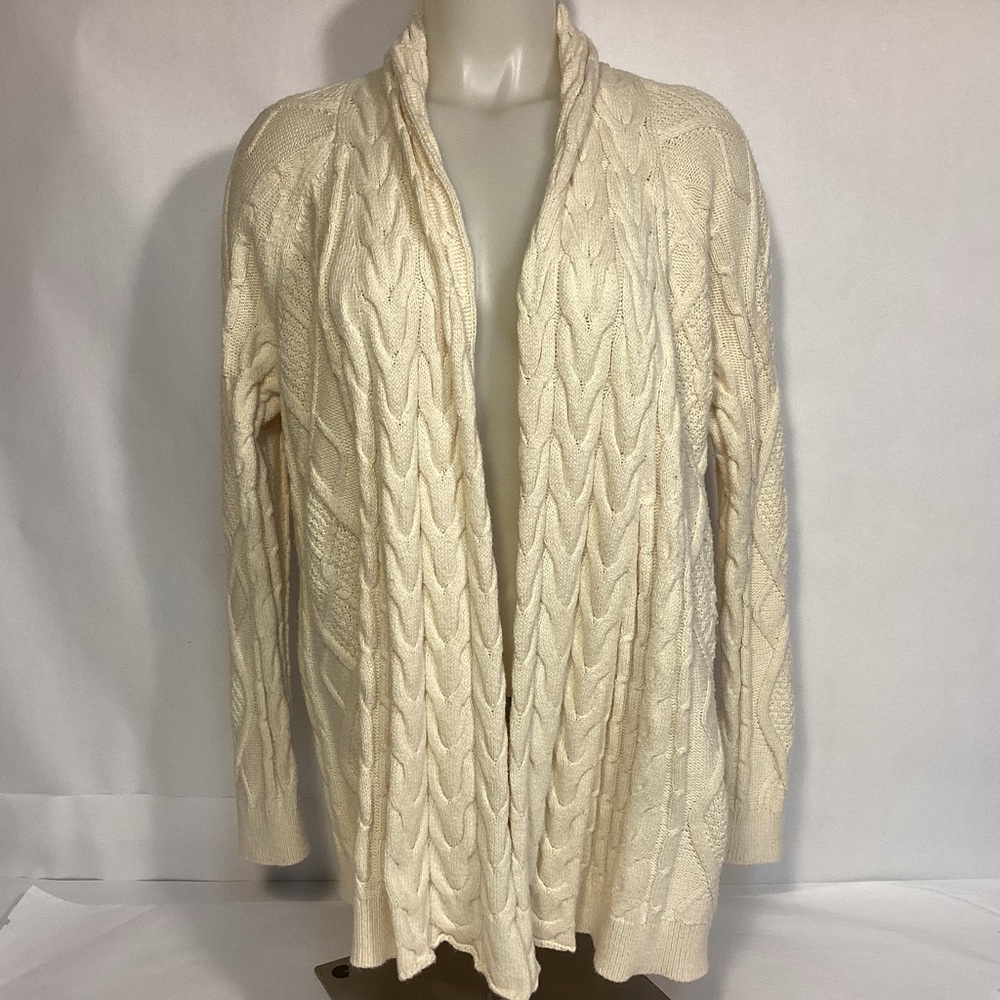 J Jill Womens open cardigan cable knit design size medium
